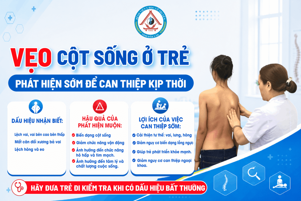 VẸO CỘT SỐNG Ở TRẺ: PHÁT HIỆN SỚM ĐỂ CAN THIỆP KỊP THỜI